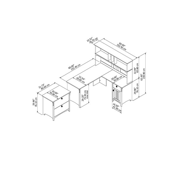 Three Posts™ Salina LShape Credenza Desk with Hutch & Reviews Wayfair